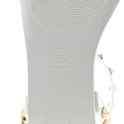 Valentino Garavani PVC Jelly Rockstud Caged Flat T-Strap Sandals 38 Optic White 7 of 8