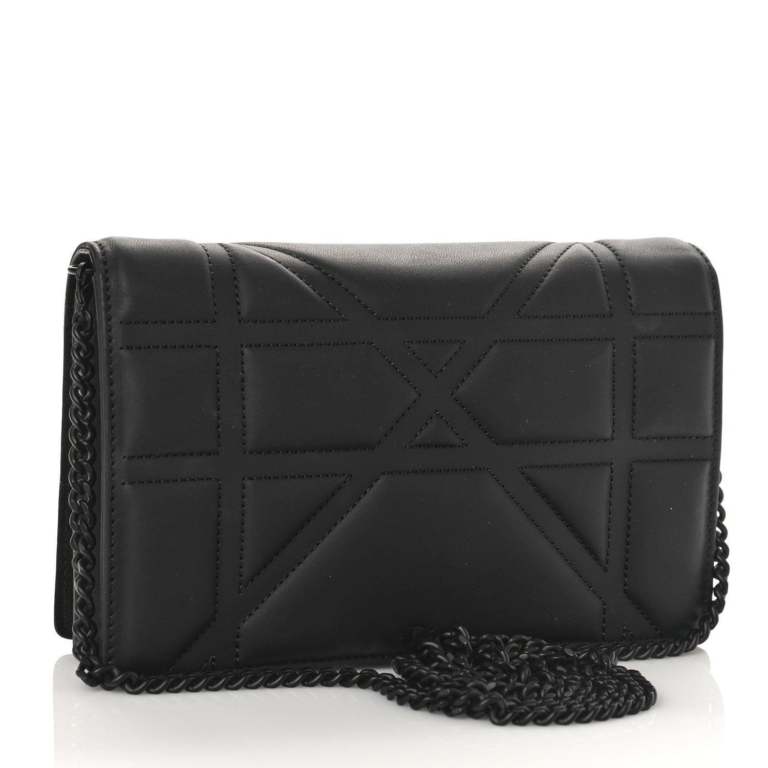 Christian Dior Ultra Matte Calfskin Diorama Wallet on Chain Pouch Black 3 of 9