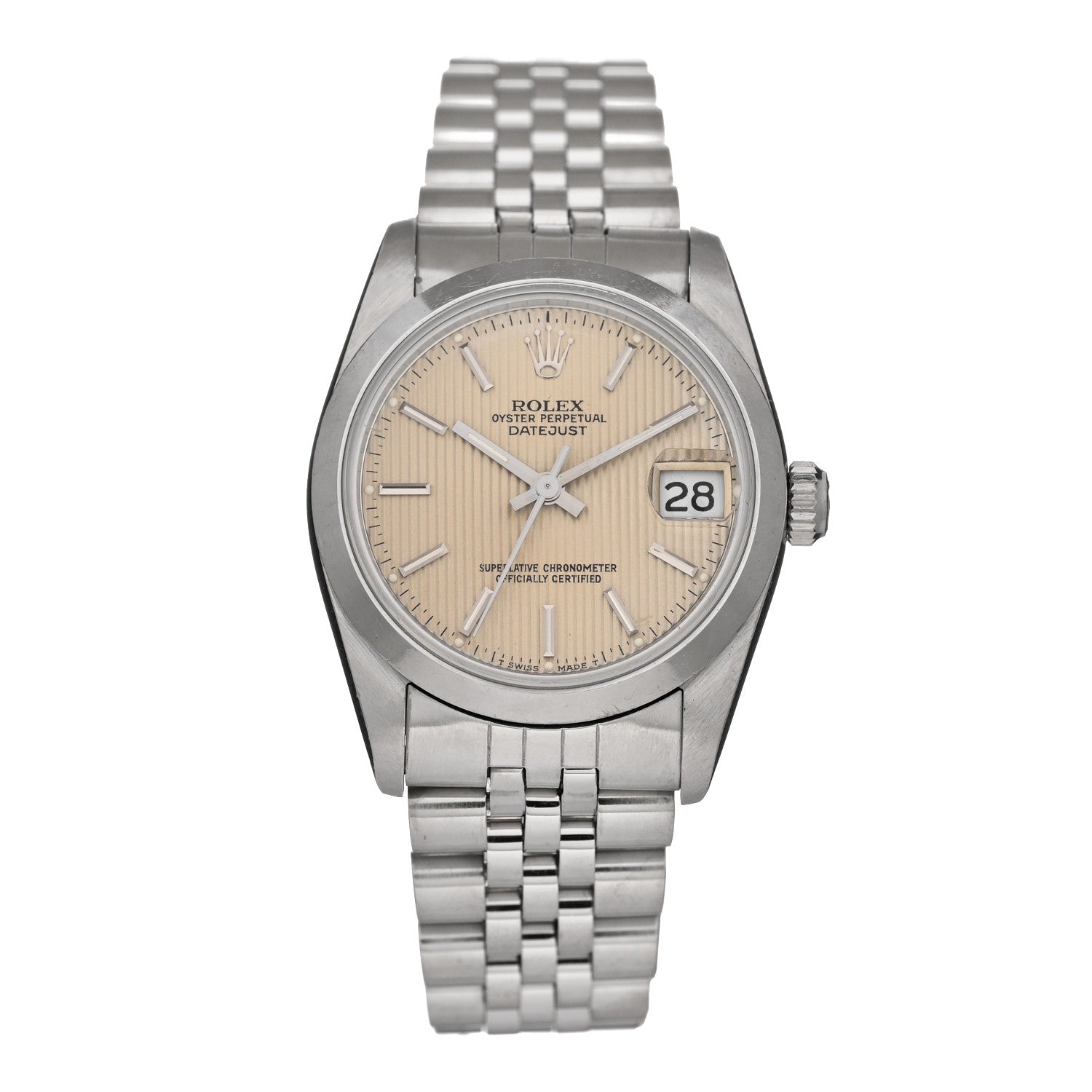 Rolex Stainless Steel 31mm Oyster Perpetual Datejust Watch Silver Tapestry 68240 1 of 4
