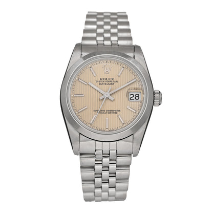 Rolex Stainless Steel 31mm Oyster Perpetual Datejust Watch Silver Tapestry 68240 1 of 4