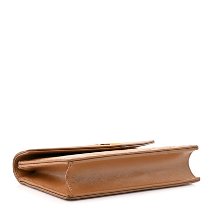 Saint Laurent Grain De Poudre Matelasse Chevron Monogram Envelope Chain Wallet Natural Dark 3 of 15