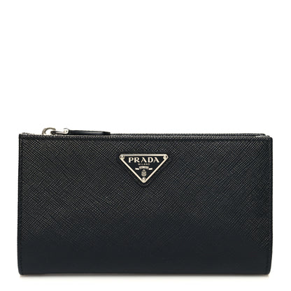 Prada Saffiano Metal Large Zip Wallet Black 1 of 9