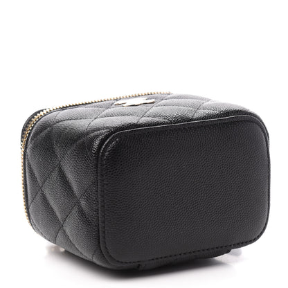 Chanel Caviar Quilted Mini Pearl On Top Vanity Case With Chain Black 4 of 10