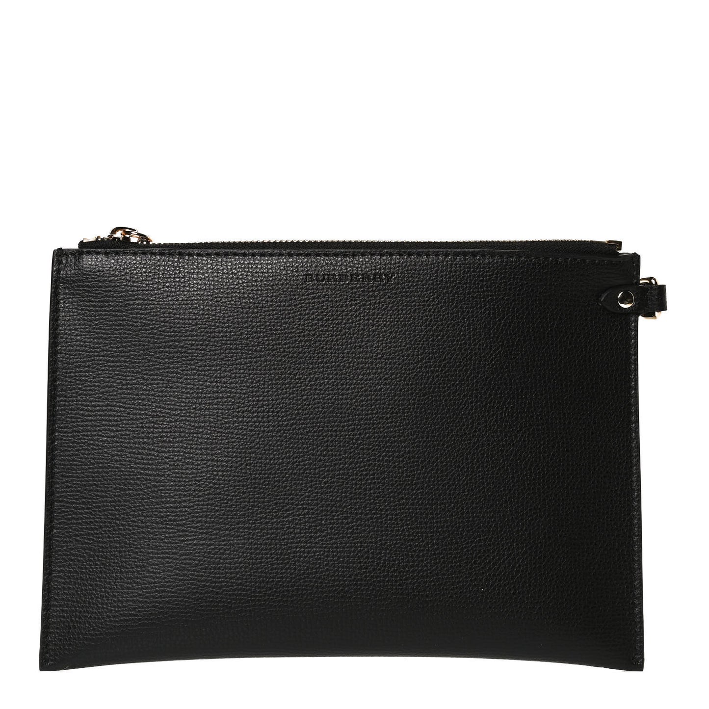 Grainy Calfskin Haymarket Check Zip Pouch Black