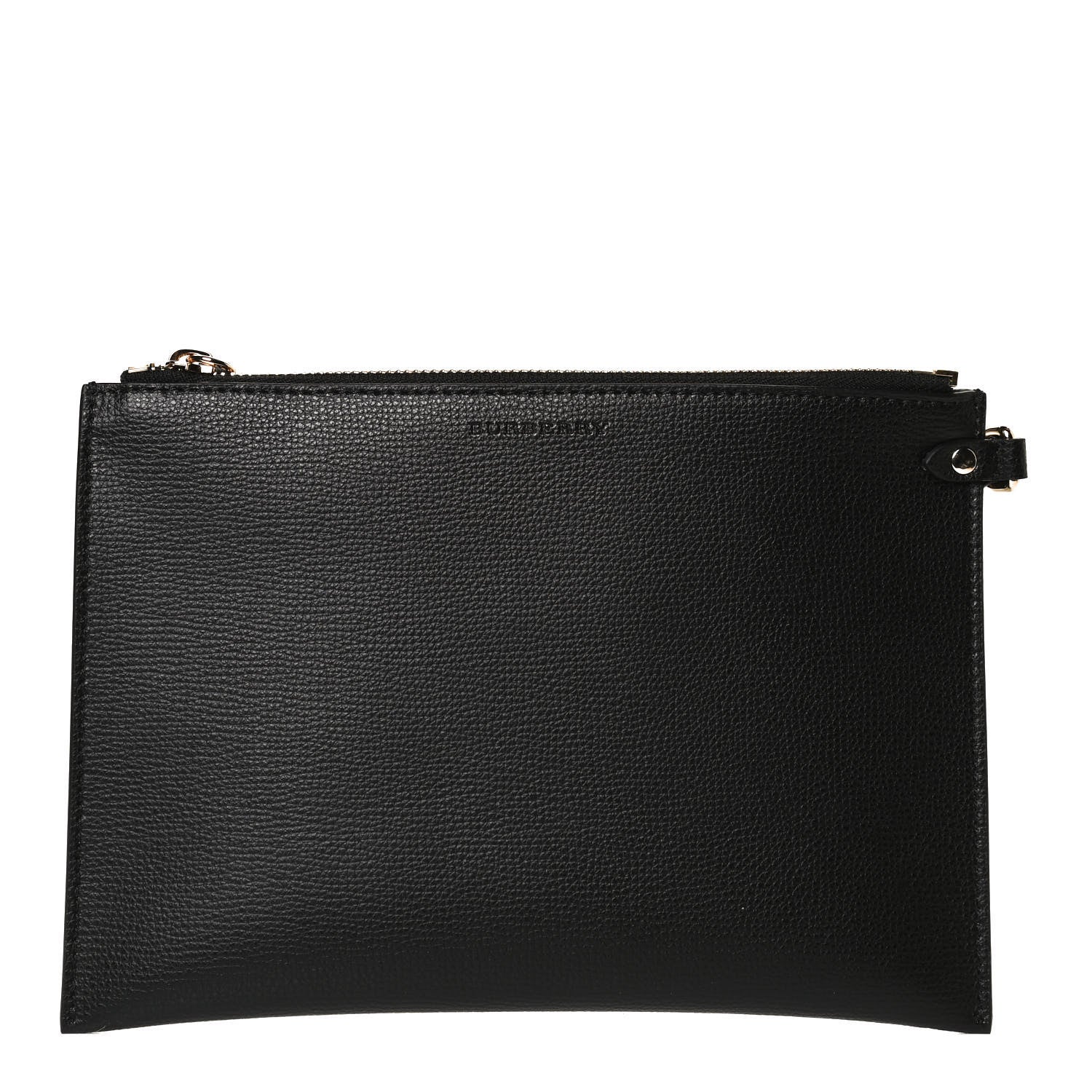 Burberry Grainy Calfskin Haymarket Check Zip Pouch Black 1 of 11