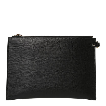Burberry Grainy Calfskin Haymarket Check Zip Pouch Black 1 of 11