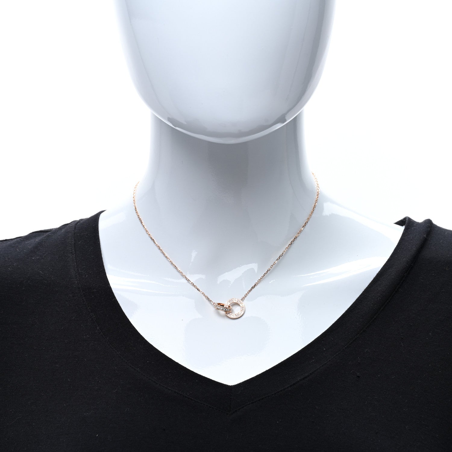 Cartier 18K Pink Gold Diamond Interlocking LOVE Paved Necklace 3 of 5