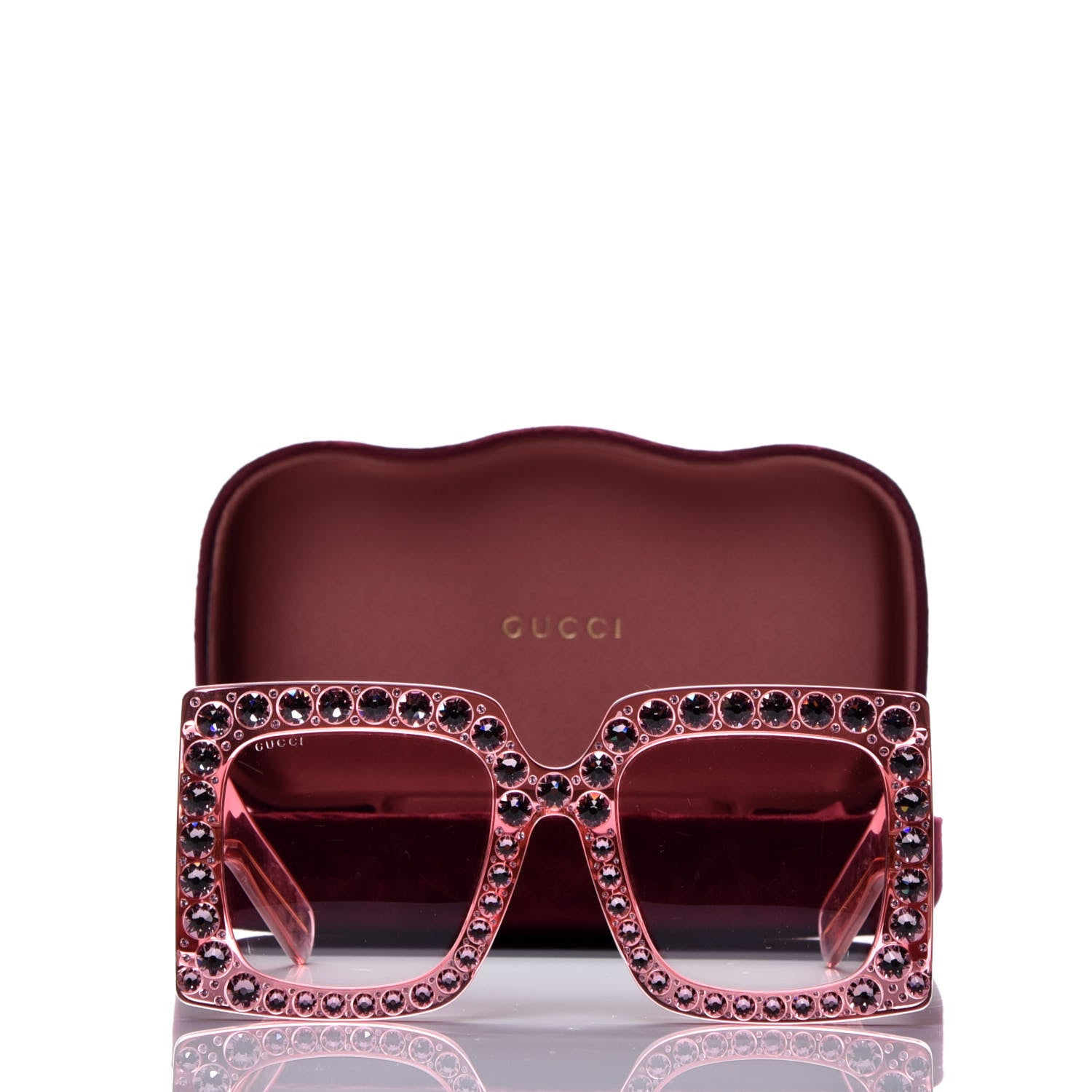 Gucci Acetate Crystal Oversize Sunglasses GG0148S Pink 8 of 8