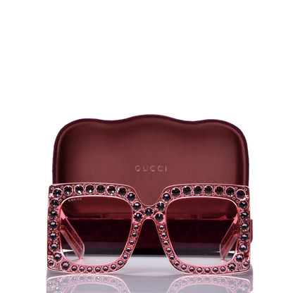 Gucci Acetate Crystal Oversize Sunglasses GG0148S Pink 8 of 8