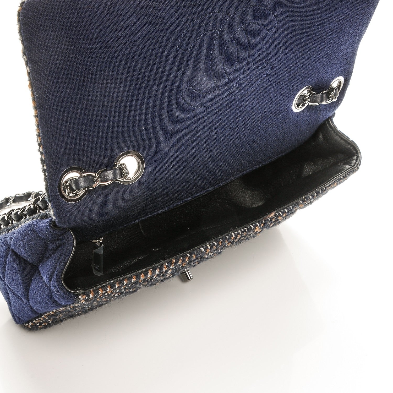 Chanel Jersey Tweed Quilted Small Flap Navy 5 of 7