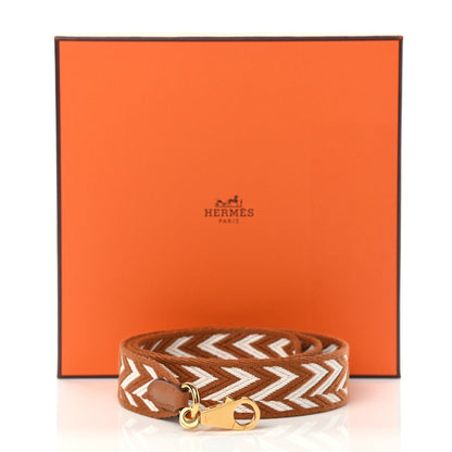 Hermes Toile Swift 25mm Sangle ZigZag Shoulder Strap Gold White 6 of 6