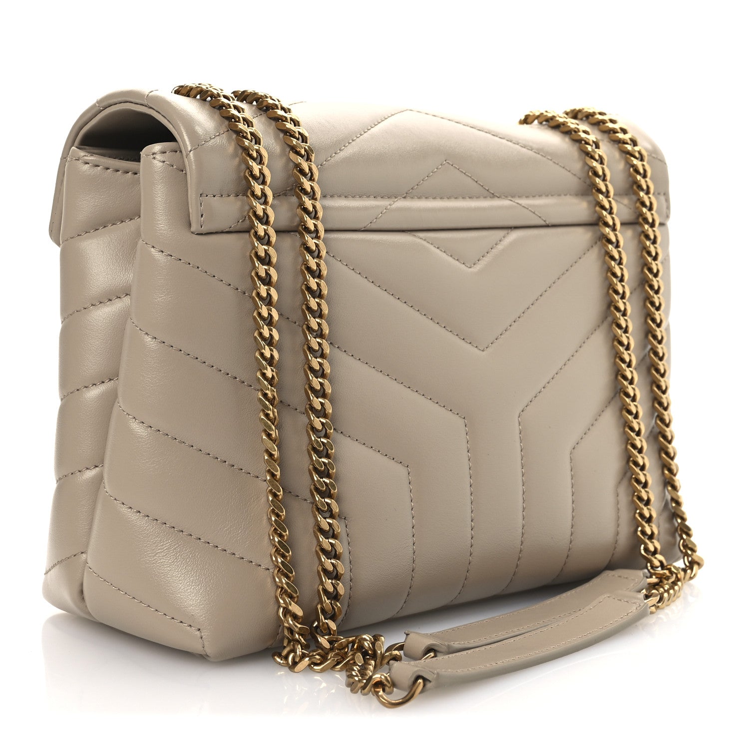 Saint Laurent Calfskin Y Quilted Monogram Small Loulou Chain Satchel Dark Beige 2 of 10
