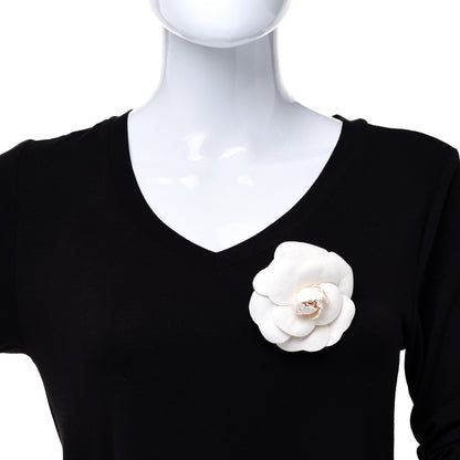 Chanel Calfskin Camellia Brooch White 2 of 5