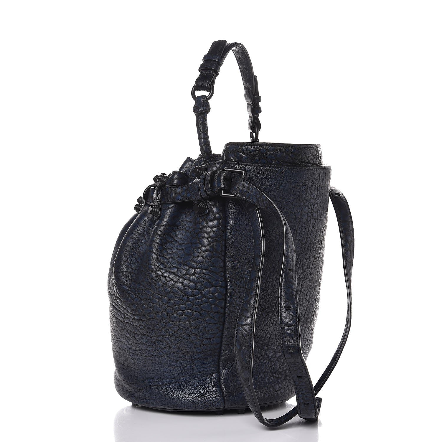 Alexander Wang Pebbled Lambskin Diego Bucket Navy 3 of 6