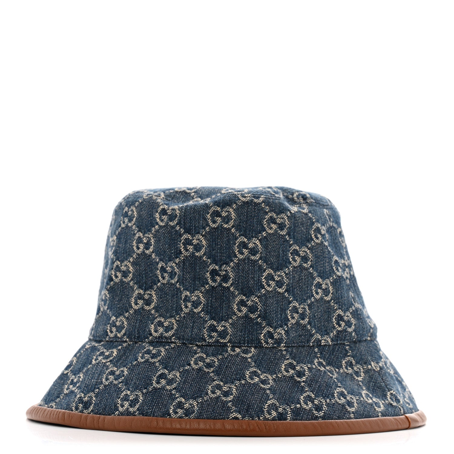 Gucci Washed Jacquard Denim Nappa GG Monogram Oscar Bucket Hat M Denim Cuir 1 of 10