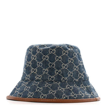 Gucci Washed Jacquard Denim Nappa GG Monogram Oscar Bucket Hat M Denim Cuir 1 of 10