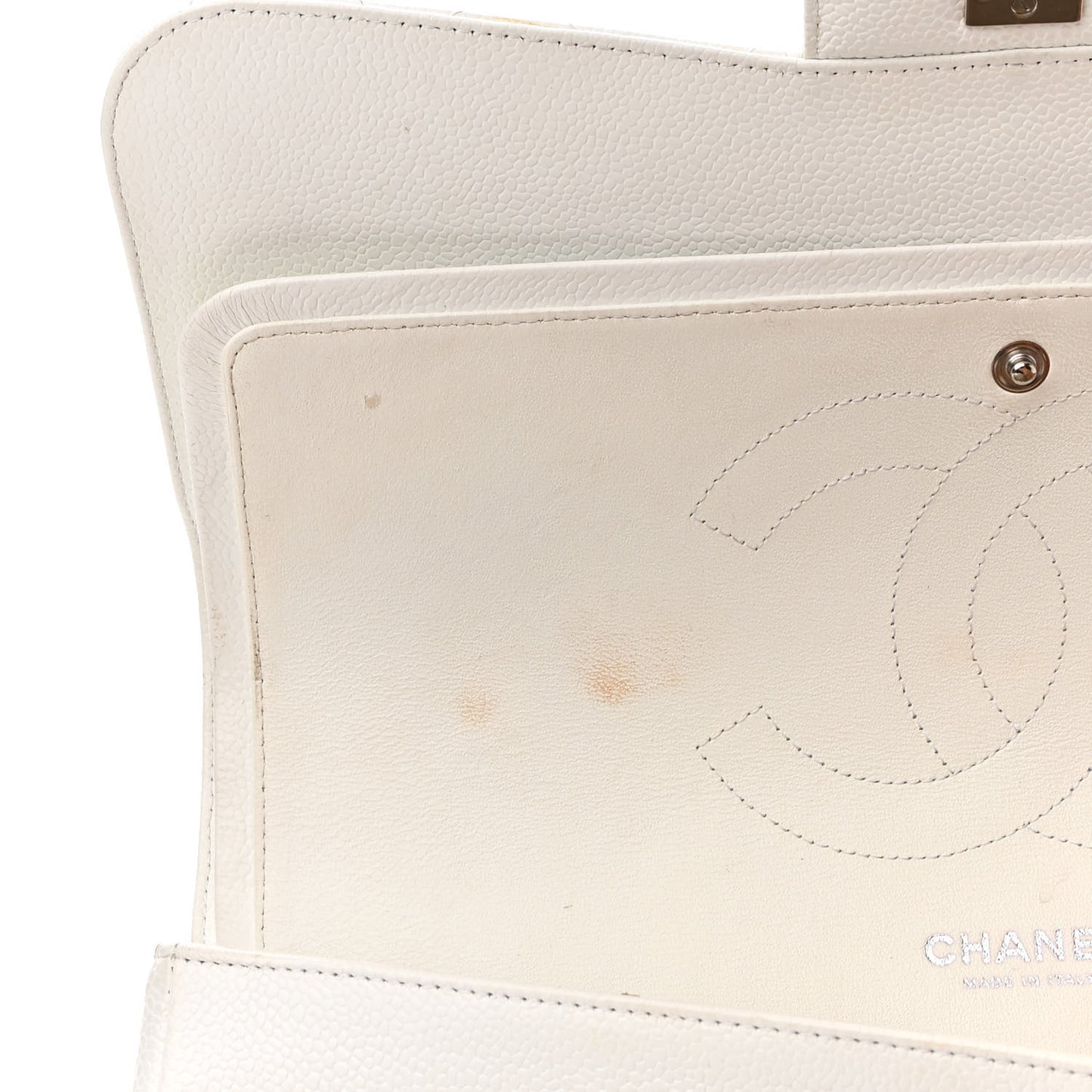 Caviar Quilted Jumbo Double Flap White