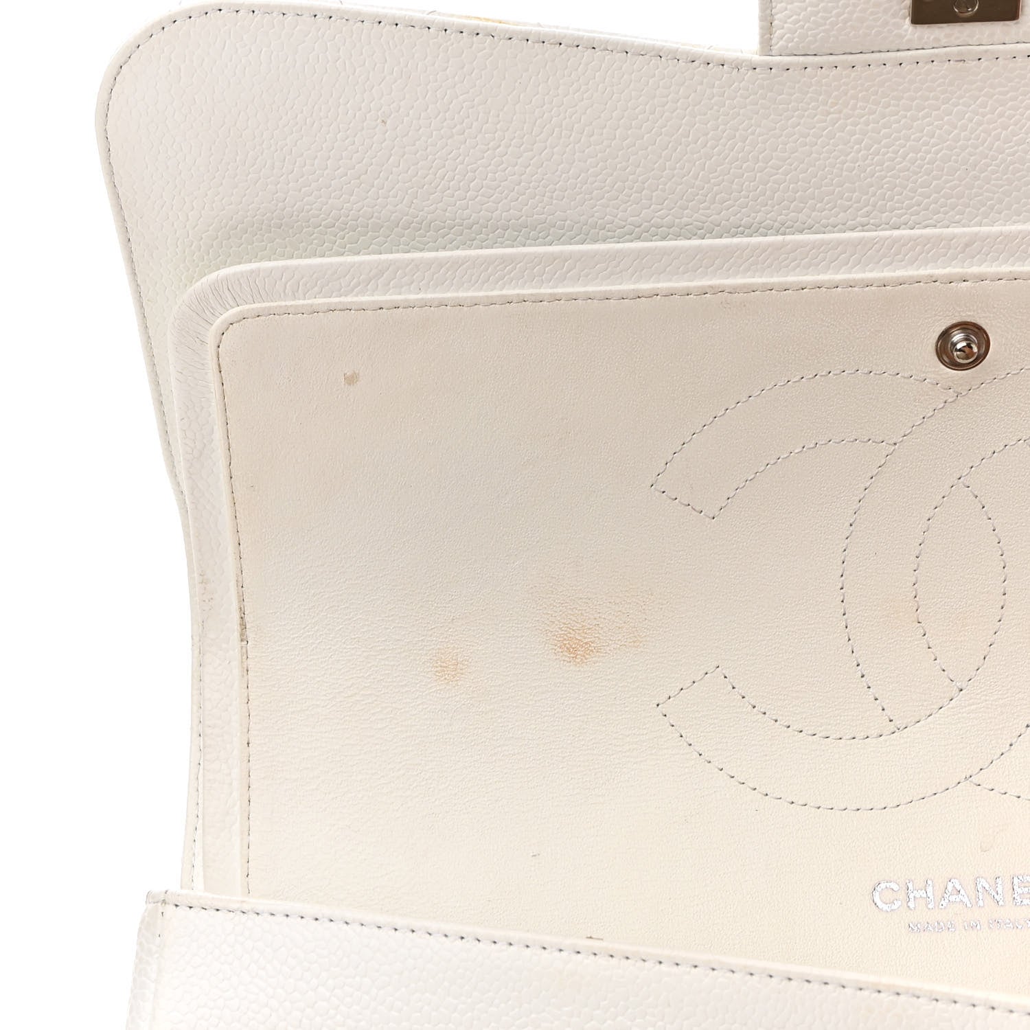 Chanel Caviar Quilted Jumbo Double Flap White 12 of 12