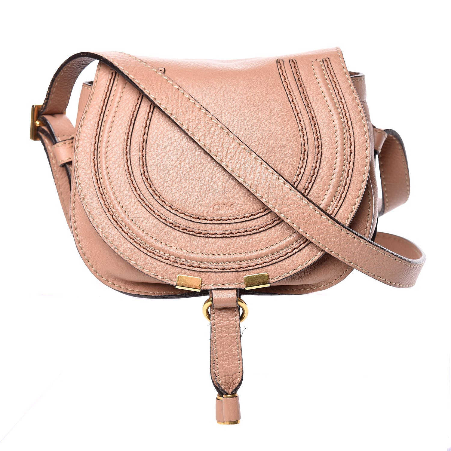 Chloe Calfskin Mini Marcie Round Crossbody Bag Nude 1 of 22