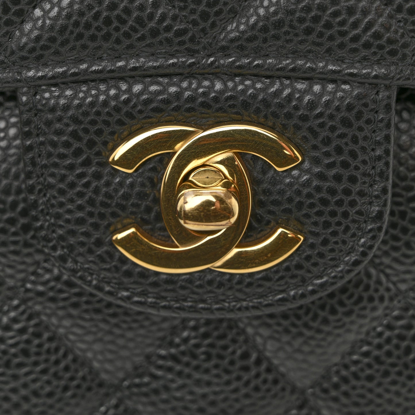 Caviar Quilted Small Double Flap Black
