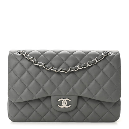Chanel Caviar Quilted Jumbo Double Flap Grey 1 of 10