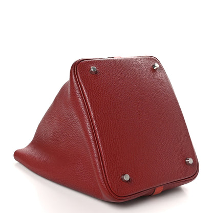 Hermes Taurillon Clemence Swift Picotin Lock 22 MM Rouge H Brique 4 of 12