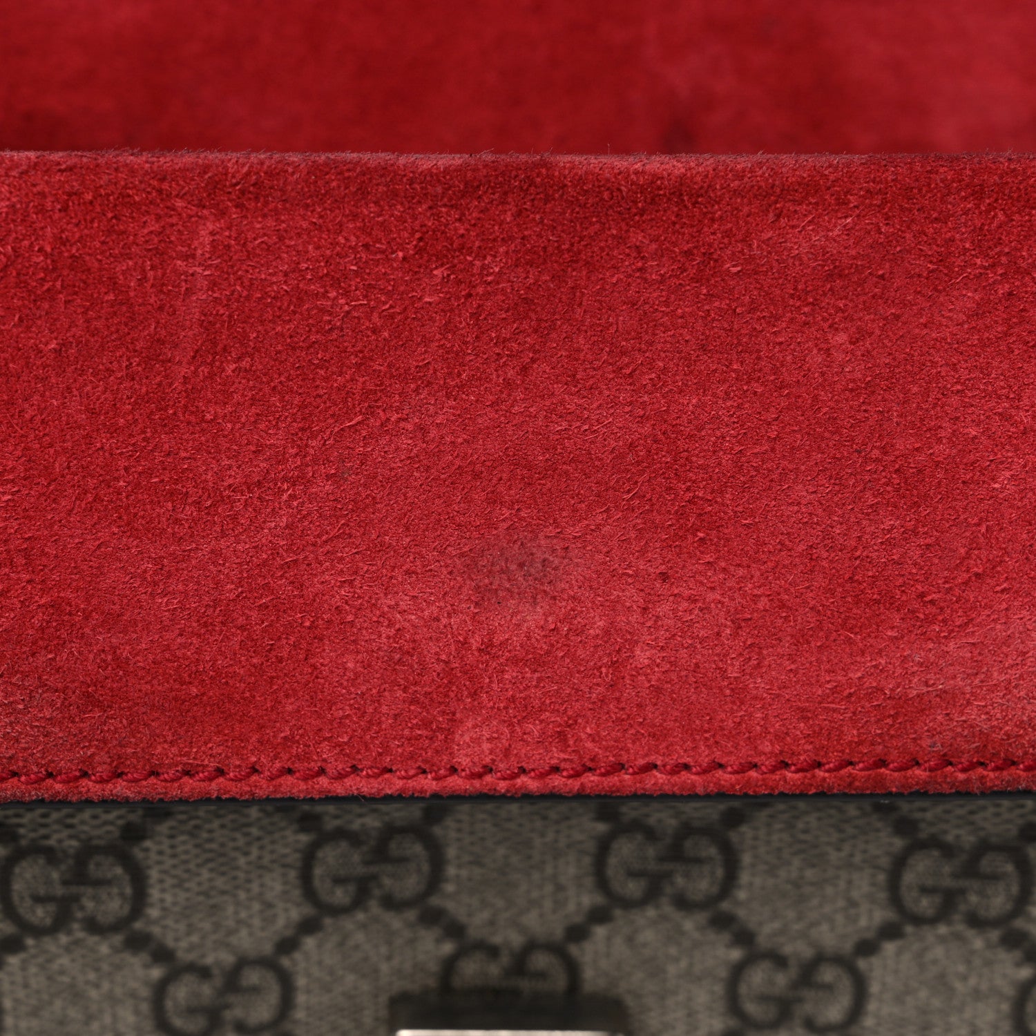 Gucci GG Supreme Monogram Suede Crystal Small Dionysus Shoulder Bag Beige Ebony Vulcanic Red 13 of 16