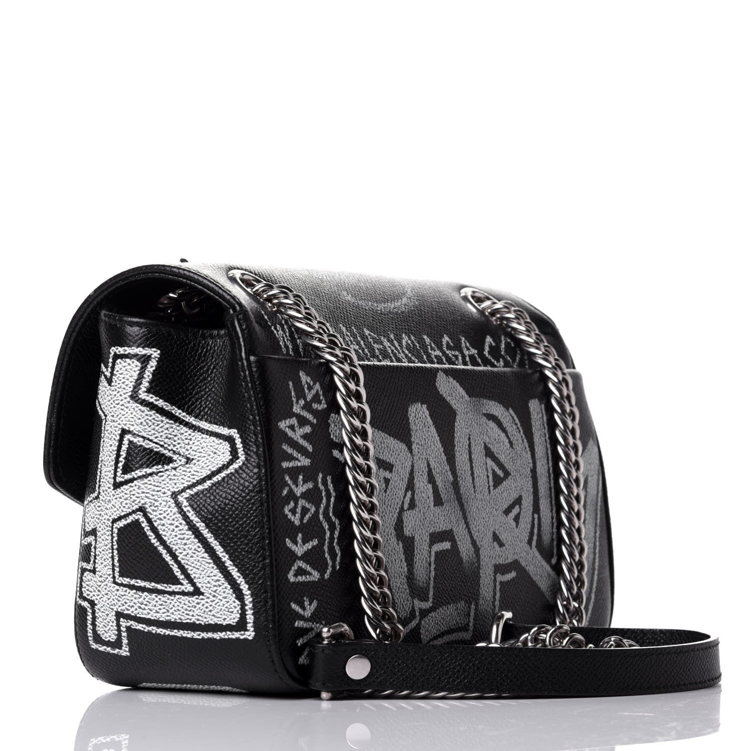 Balenciaga Veau Graffiti S BB Round Shoulder Bag Black White 3 of 9