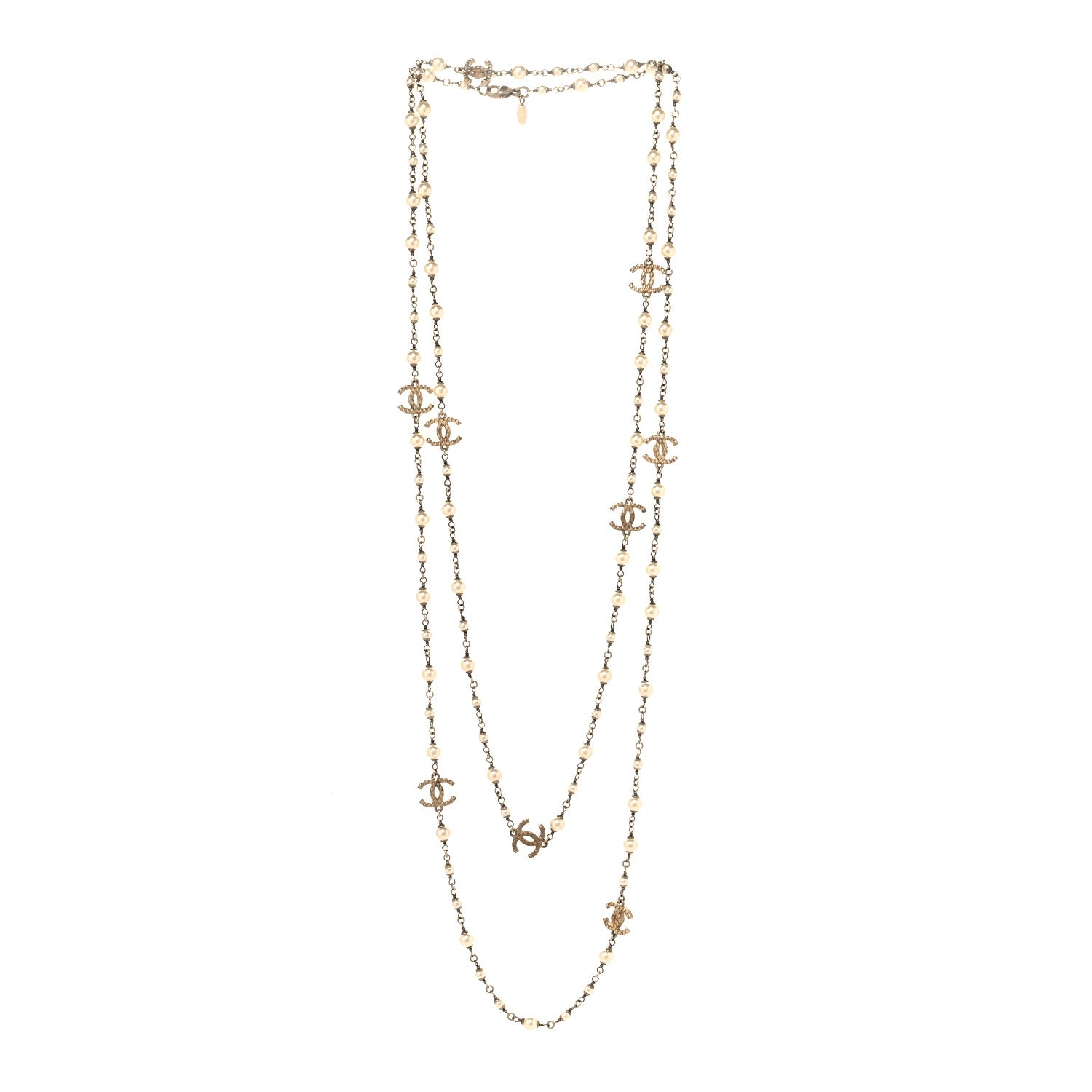 Chanel Pearl CC Long Necklace Gold 3 of 4