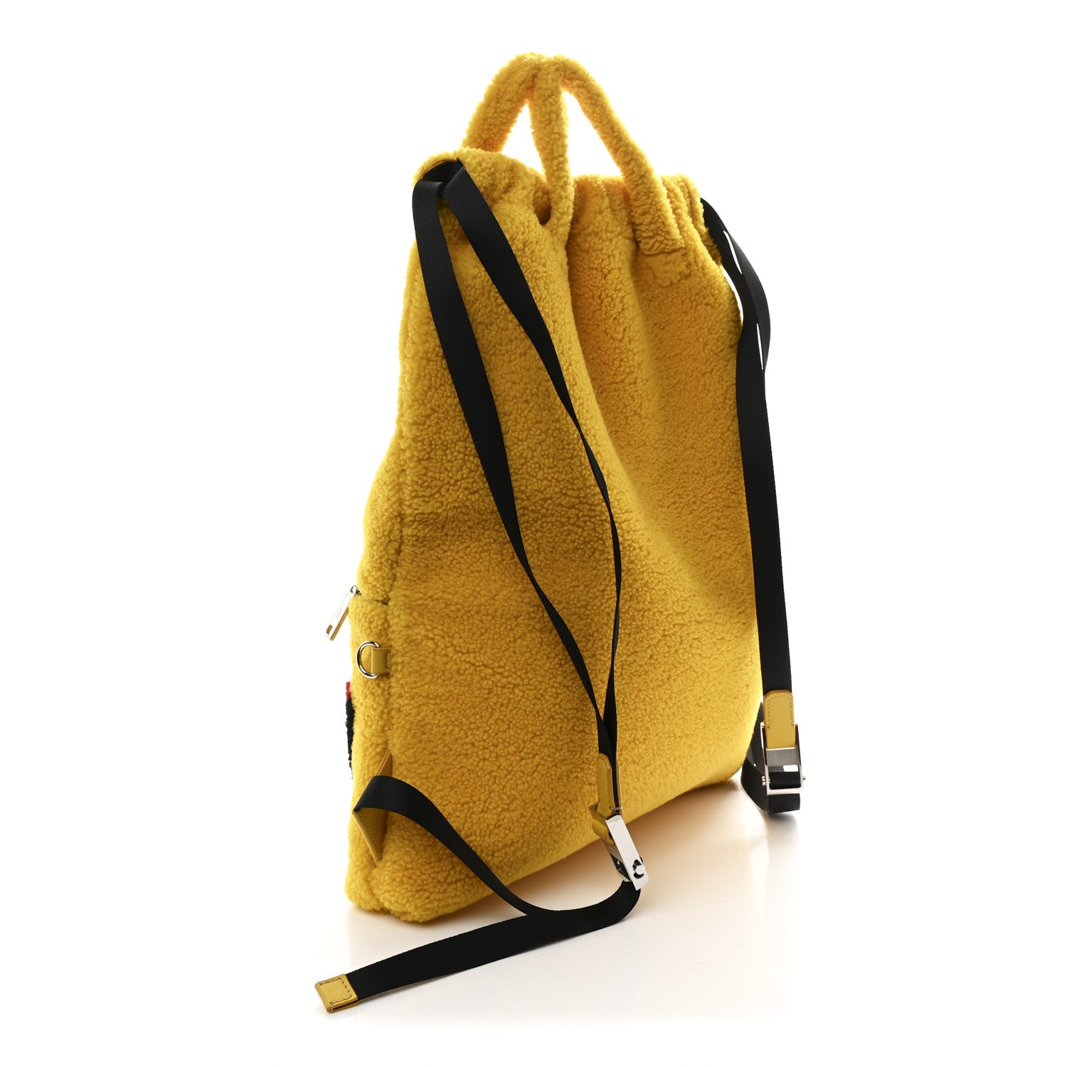 FENDl バック Fendi Shearling Calfskin Vocabulary Drawstring Backpack Yellow