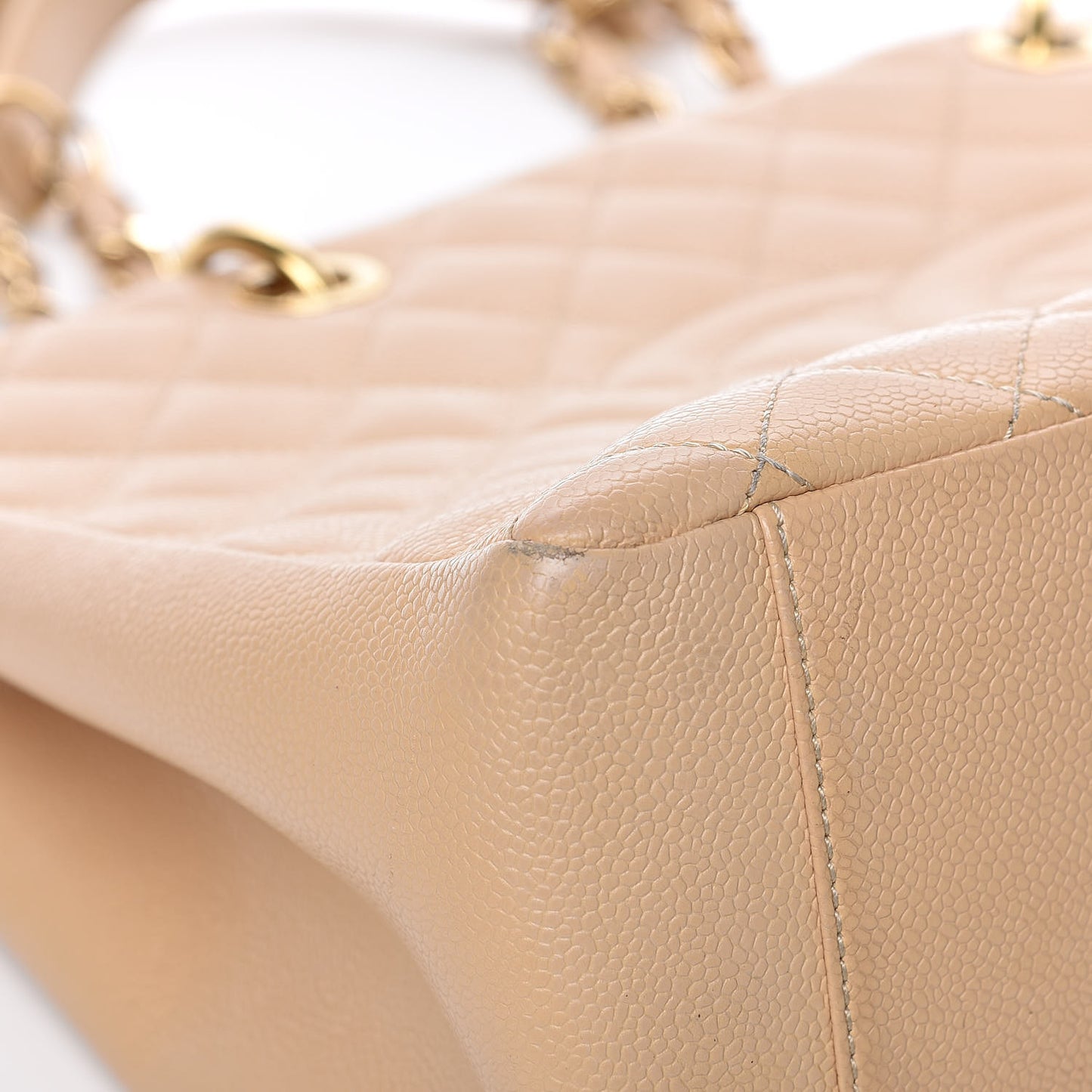 Caviar Quilted Grand Shopping Tote GST Beige Clair