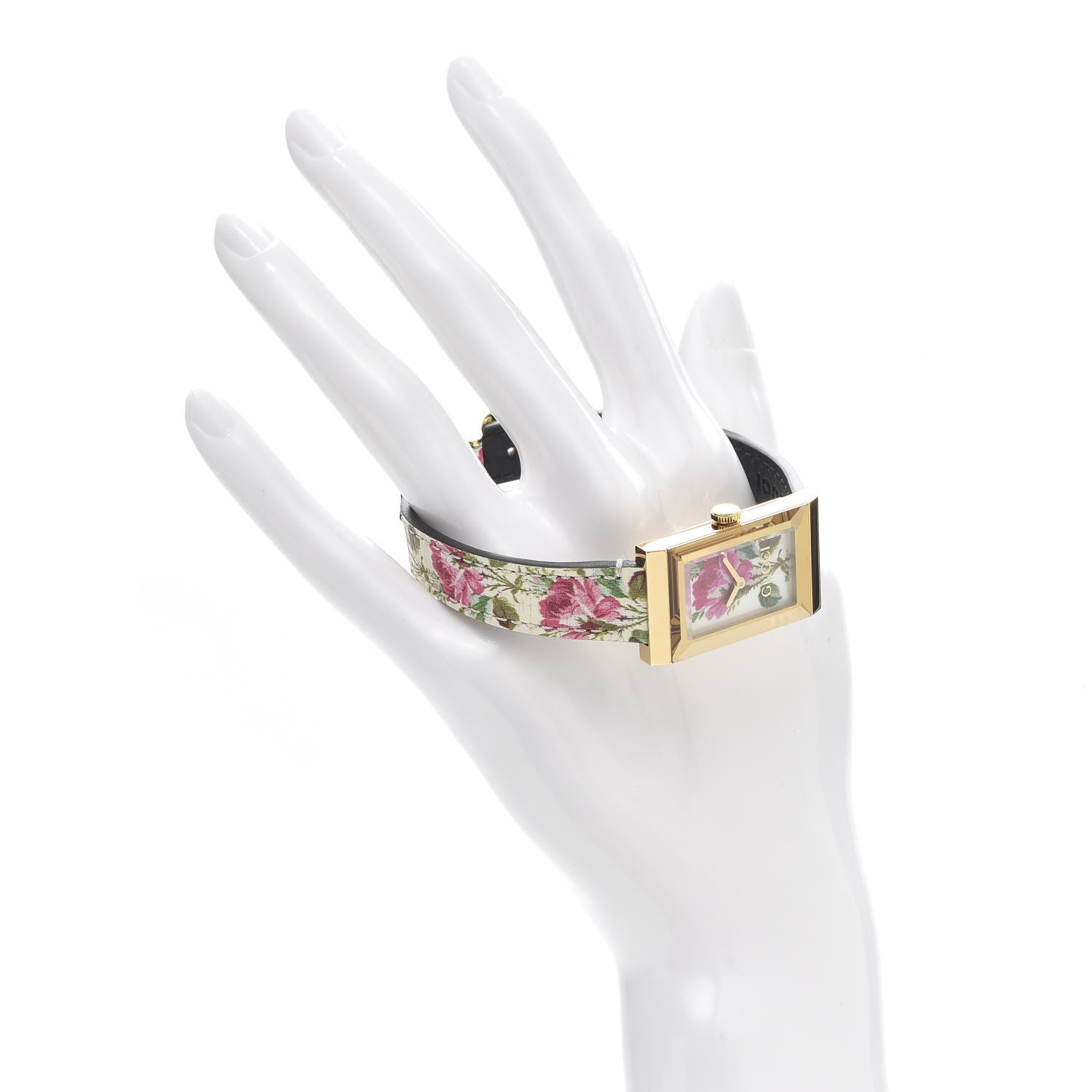 Gucci Stainless Steel Calfskin Mother of Pearl 21mm G-Frame Floral Quartz Watch 2 of 5