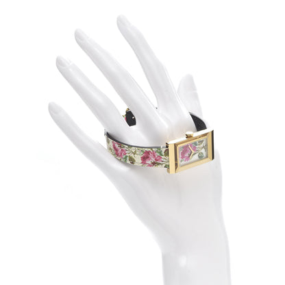 Gucci Stainless Steel Calfskin Mother of Pearl 21mm G-Frame Floral Quartz Watch 2 of 5