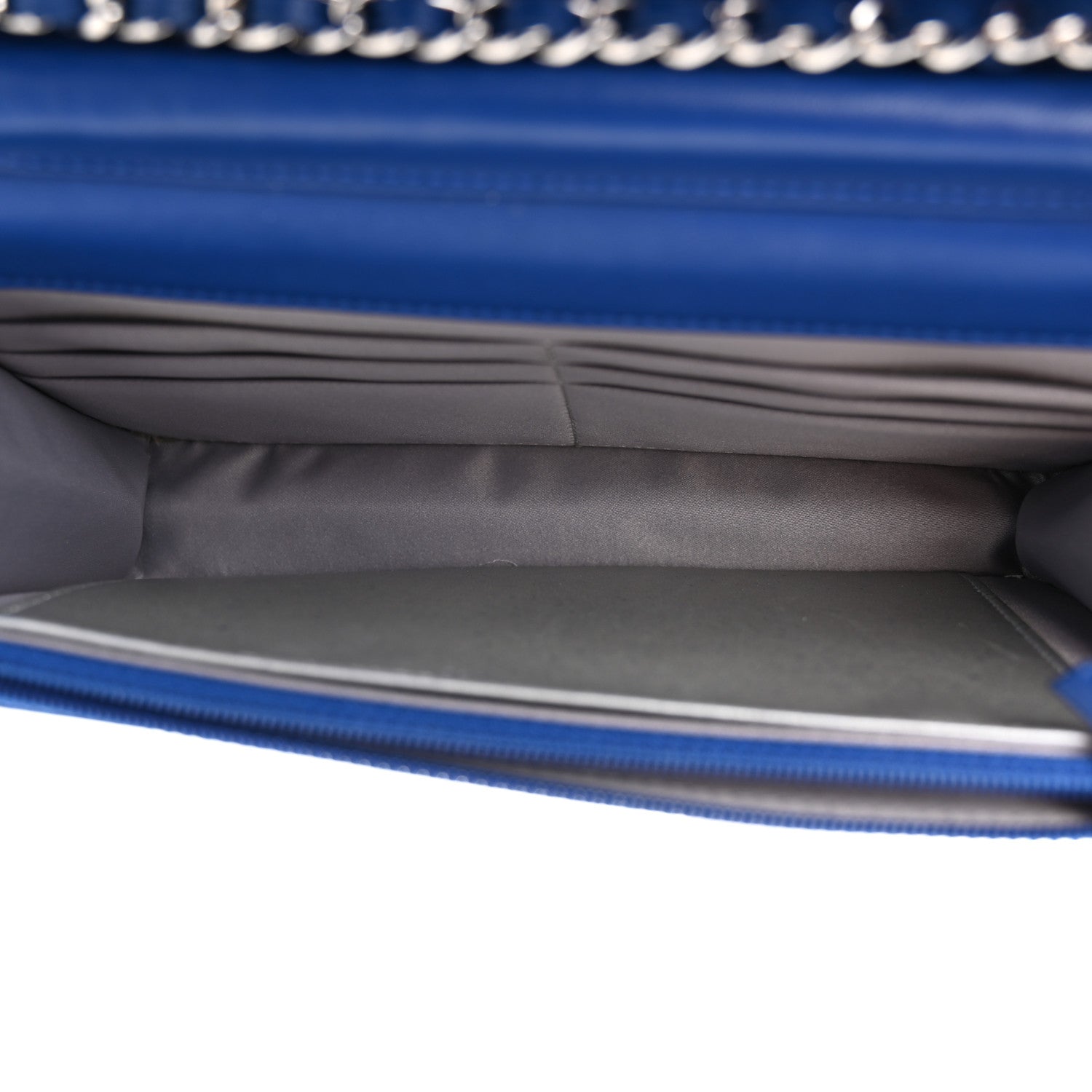 Chanel Lambskin Camellia Embossed Wallet on Chain WOC Blue 5 of 13