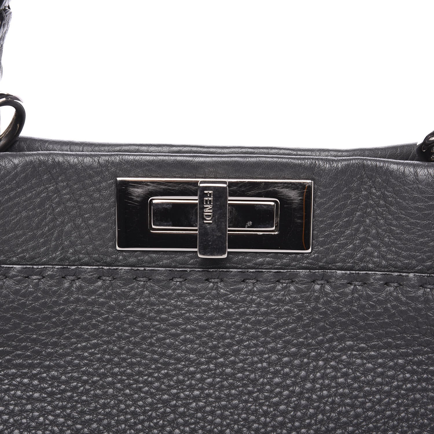Fendi Cuoio Romano Selleria Bi-Color Medium Peekaboo Iconic Satchel Asfalto Latte 10 of 10