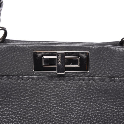 Fendi Cuoio Romano Selleria Bi-Color Medium Peekaboo Iconic Satchel Asfalto Latte 10 of 10