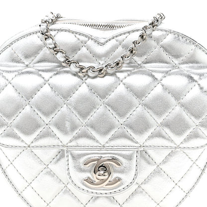 Chanel Metallic Lambskin Quilted Large CC In Love Heart Bag Silver 8 of 11