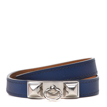 Hermes Swift Rivale Double Tour Bracelet L Bleu Saphir 1 of 5
