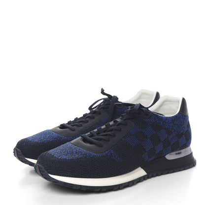 Louis Vuitton Calfskin Damier Run Away Sneakers 9 Pacific Blue 3 of 9