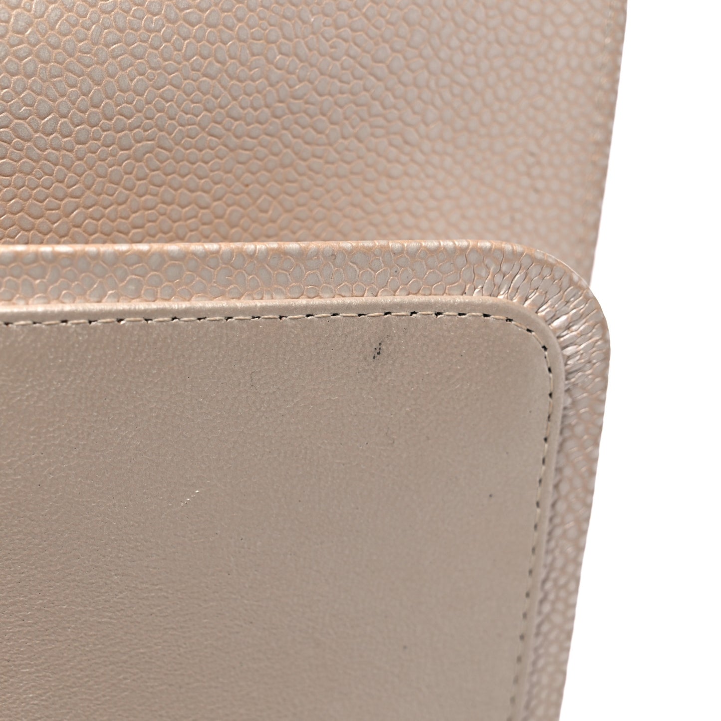 Pearly Caviar Quilted Jumbo Double Flap Light Beige