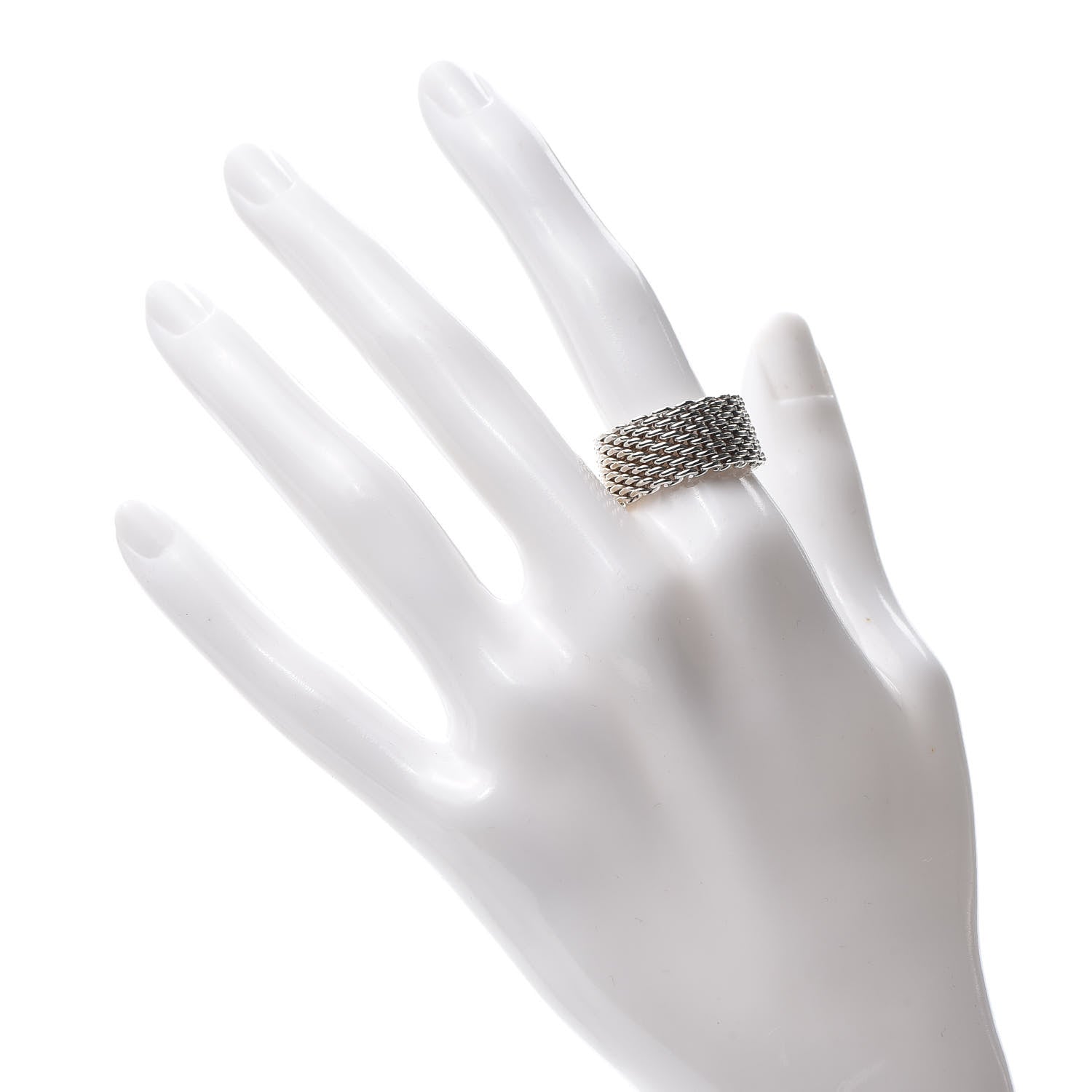 Tiffany Sterling Silver Somerset Mesh Ring 54 6.75 2 of 4