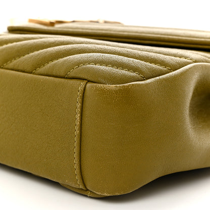 Saint Laurent Sheepskin Matelasse Chevron Monogram Medium College Bag Olive 11 of 12