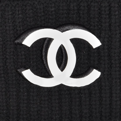 Chanel Wool Cashmere CC Beanie Hat Light Black White 3 of 5