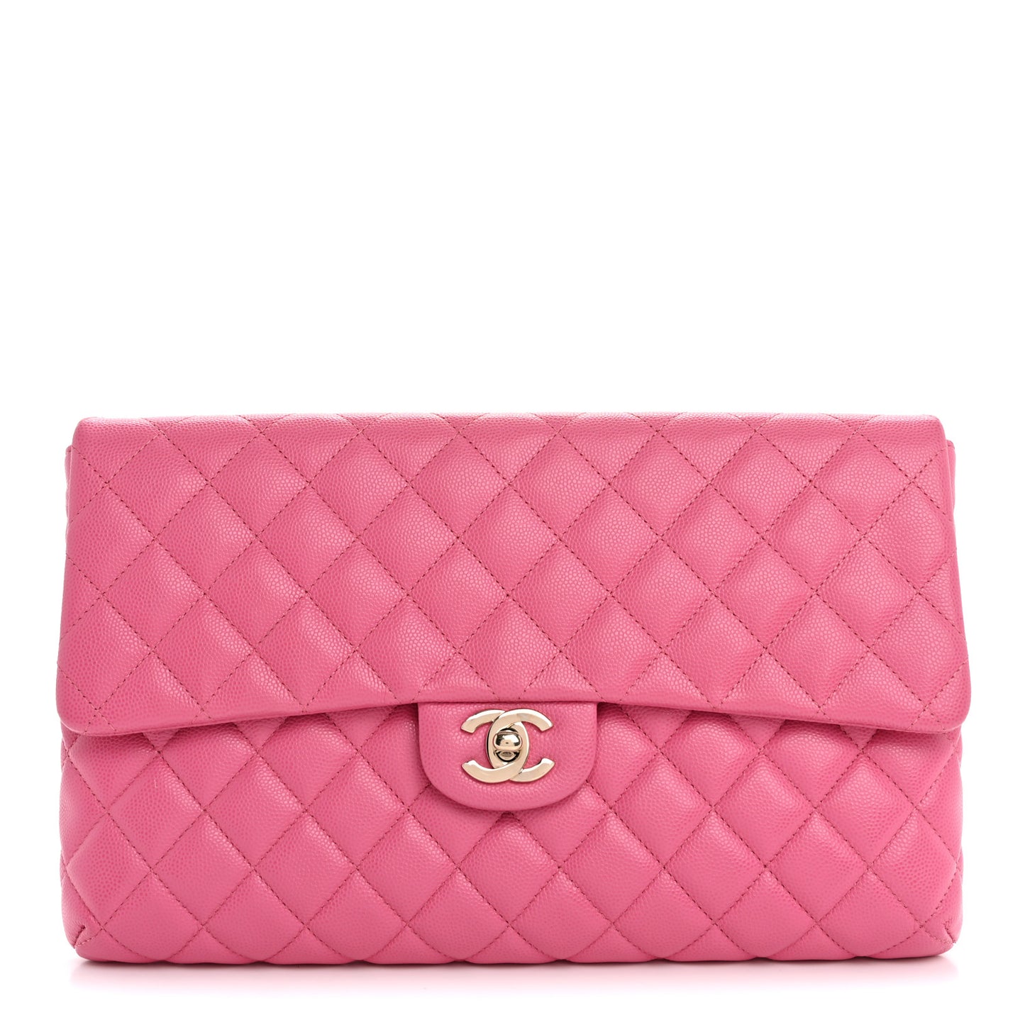 Caviar Quilted Flap Clutch Pink