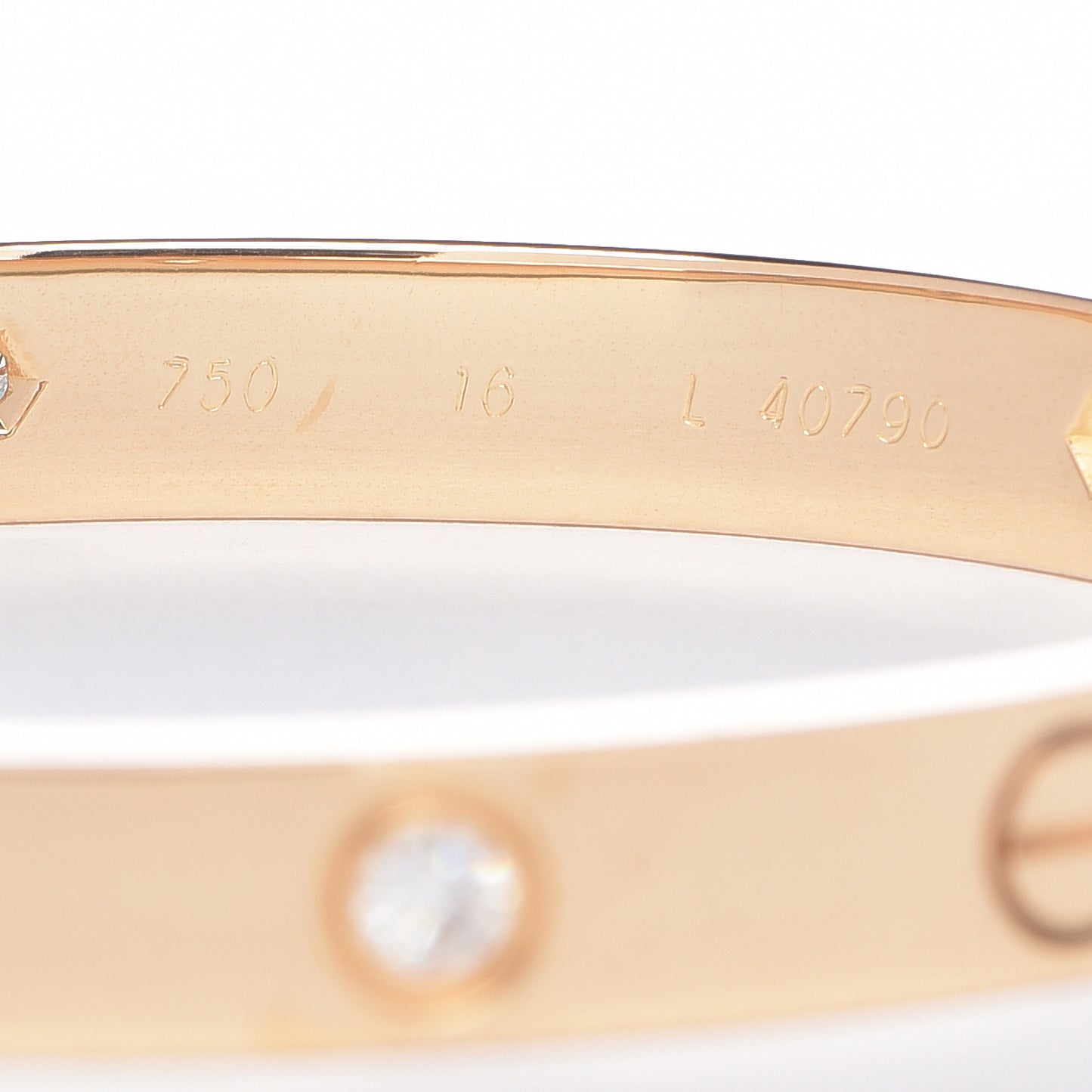 18K Yellow Gold 6 Diamond LOVE Bracelet 16