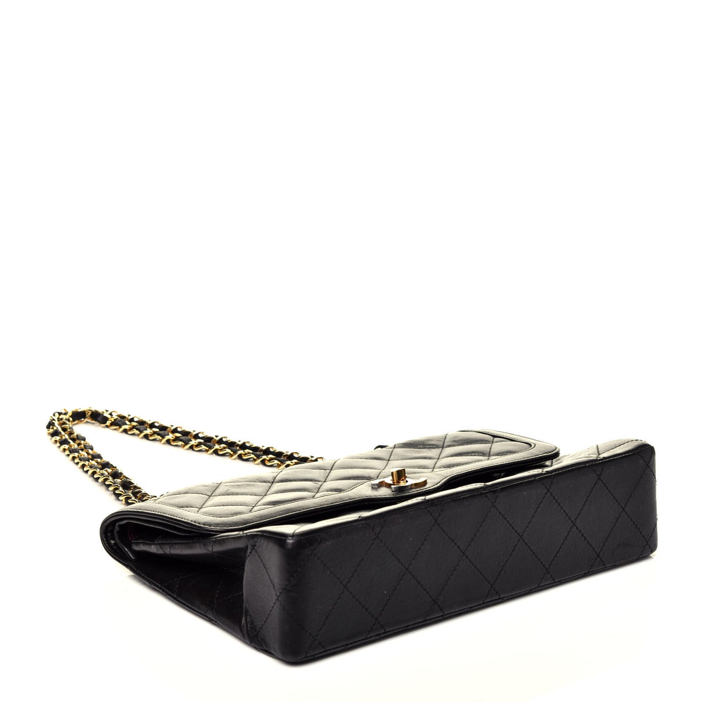 Lambskin Quilted Medium Double Flap Black