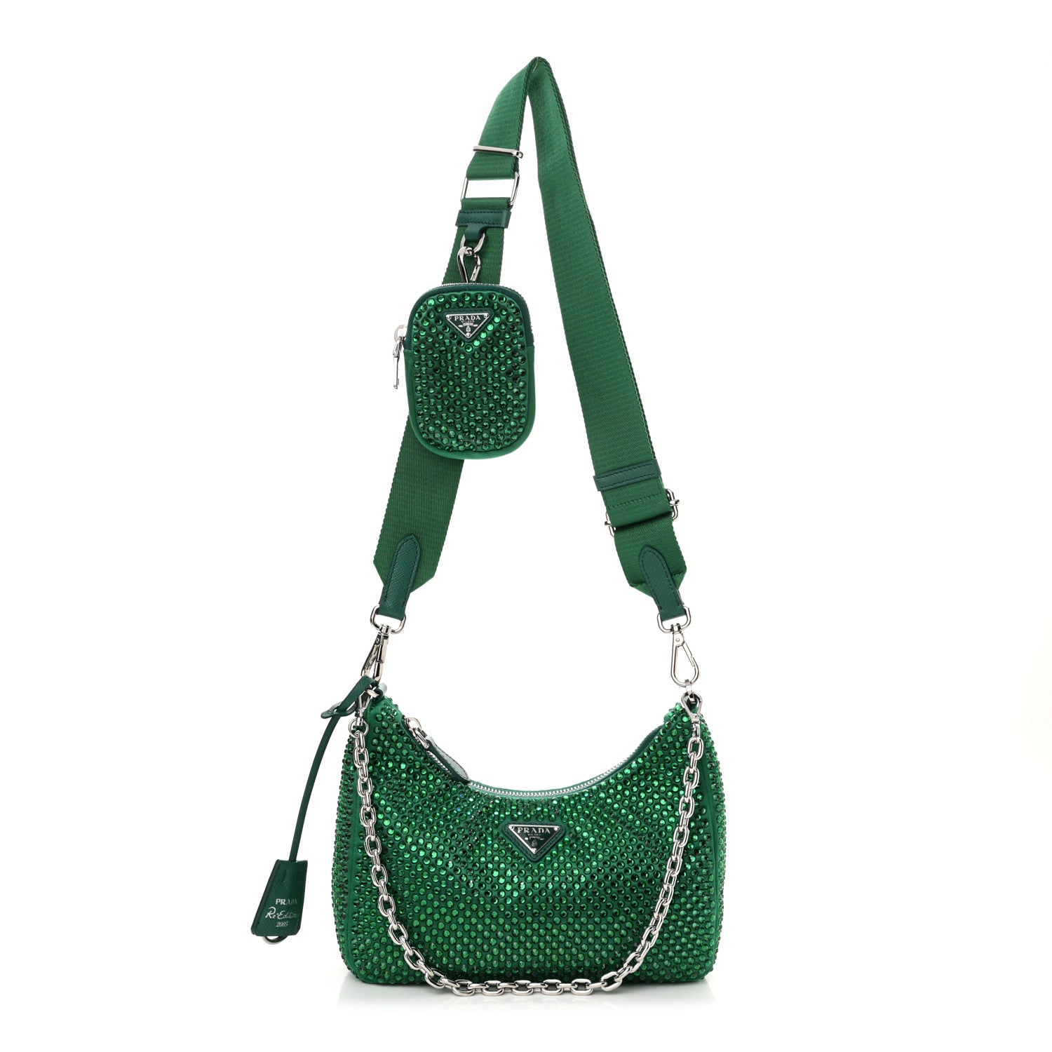 Prada Satin Crystal Re-Edition 2005 Shoulder Bag Mango 1 of 10