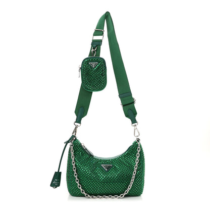 Prada Satin Crystal Re-Edition 2005 Shoulder Bag Mango 1 of 10