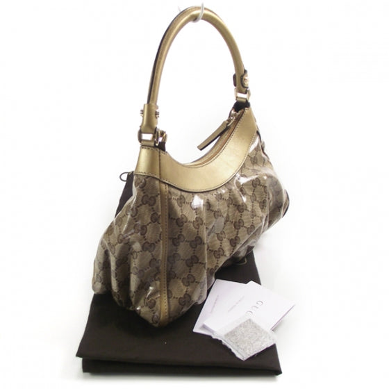 Gucci Monogram Crystal D Gold Hobo 3 of 10
