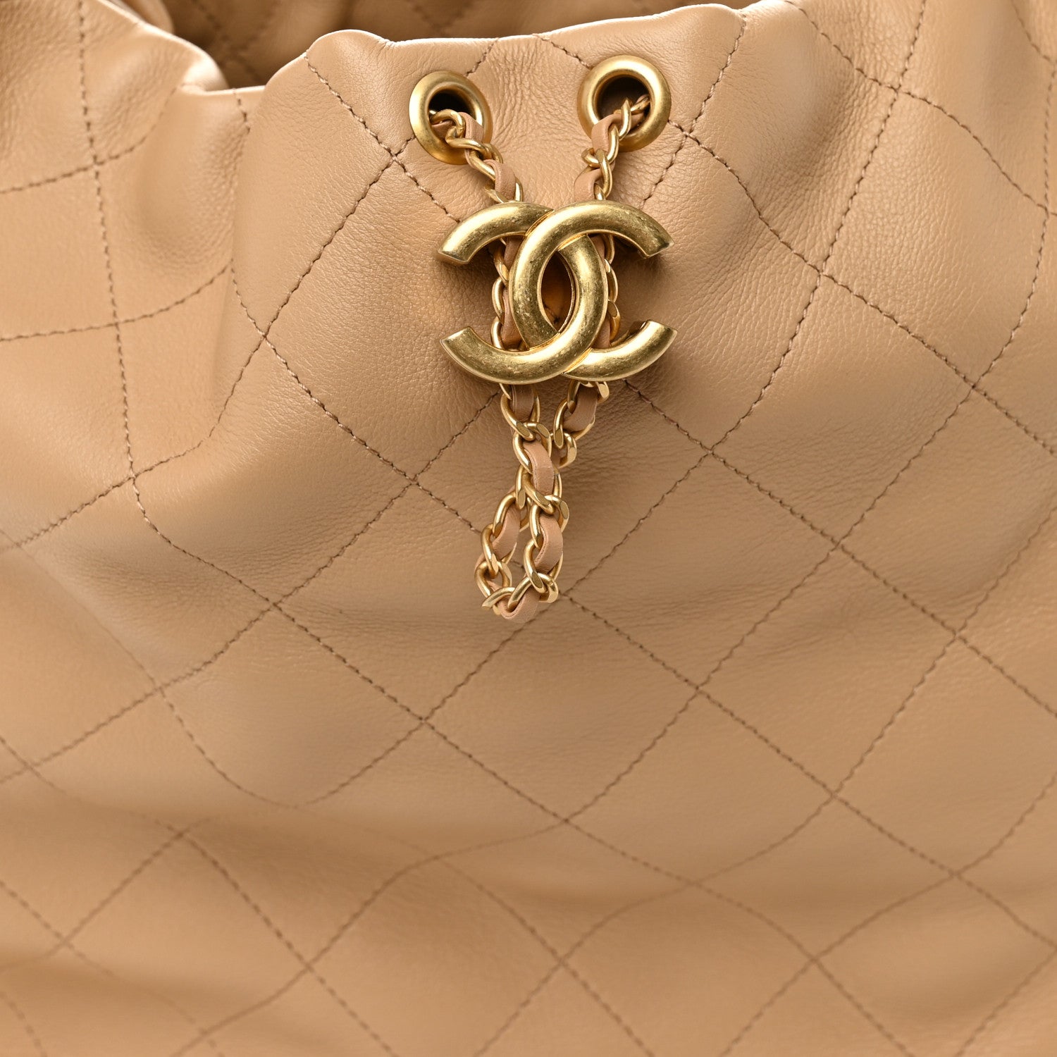 Chanel Calfskin Quilted Small Maxi Hobo Beige 8 of 10